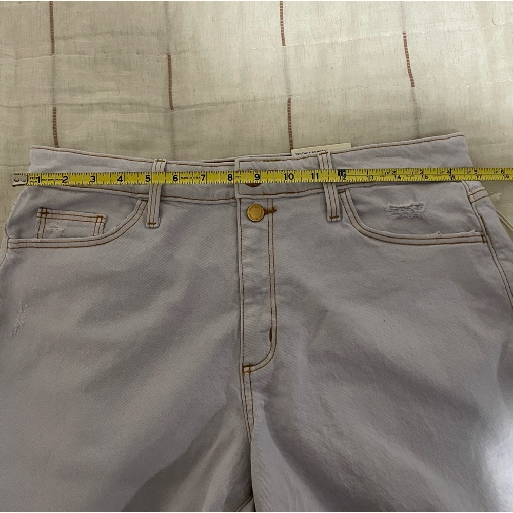 Universal Thread High-Rise Vintage Midi Jean Shorts Off-White Cut Off Raw Hem - Picture 11 of 13
